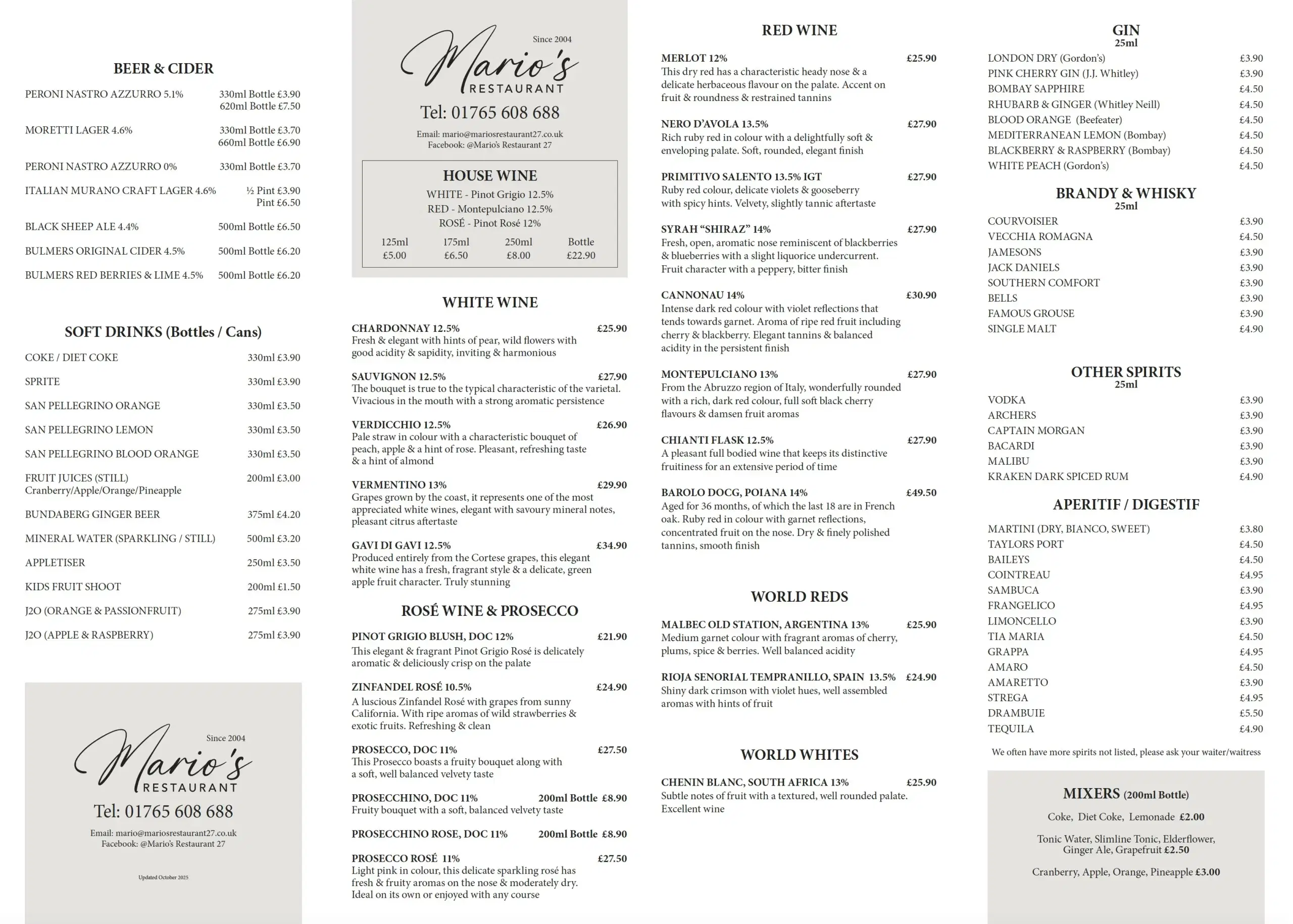 Drinks Menu Oct 2025